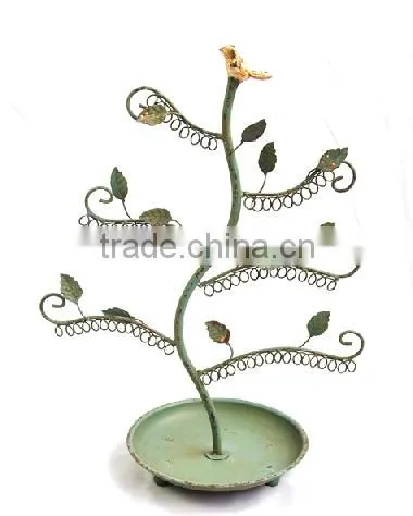 Antique white handmade metal jewelry display holders