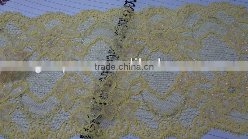 gold trimming lace wholesale for girls,lace curtain-APN4171y-17cm