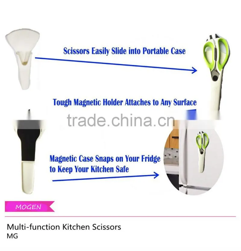 Kitchen Shears with Magnetic Holder,Serrated Blade multifunction Scissors