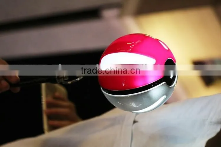 New hot sale portable lithium polymer battery pokemon poke ball power bank charger with key chain