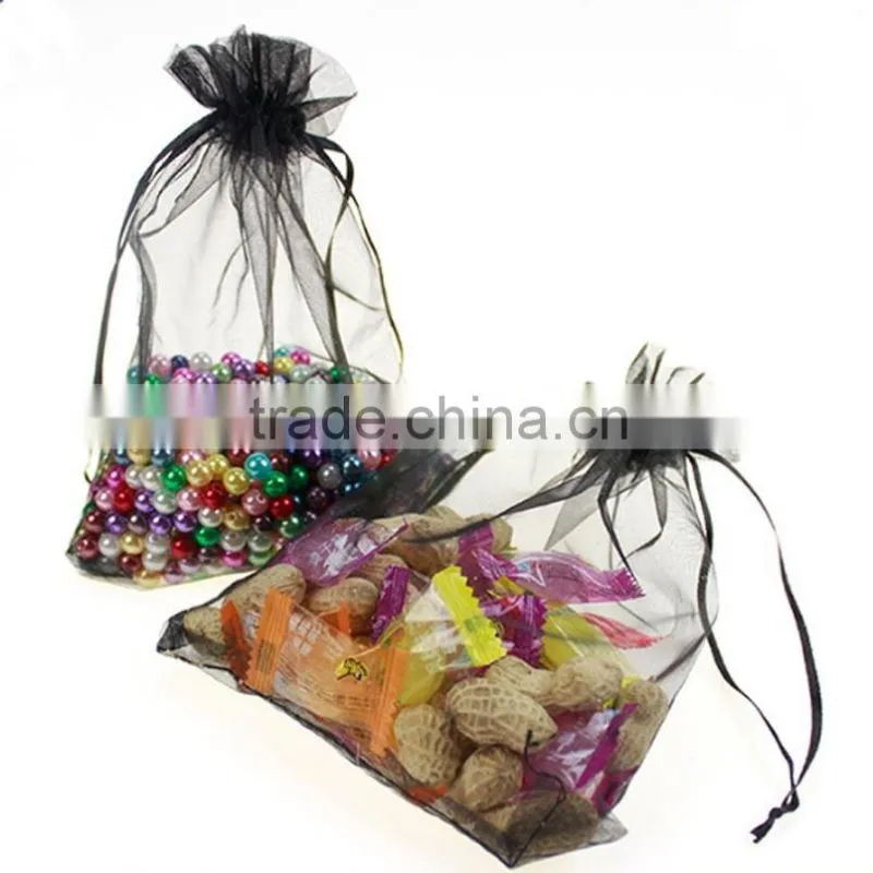 Cheap small black organic cotton drawstring bag made in china
