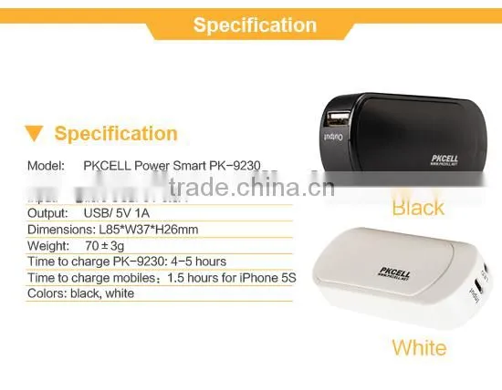 Shenzhen OEM factory wholesale brand portable power bank in the market from PKCELL brand