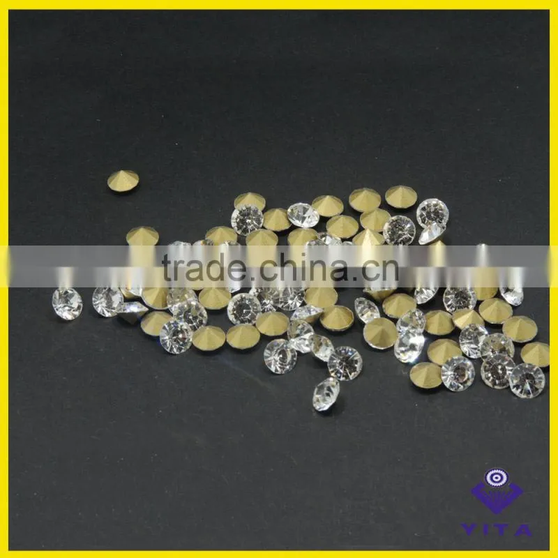 Big size white machine cut glass chaton crystal point back rhinestone for jewelry