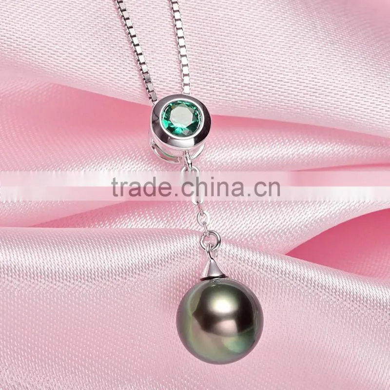 best gift 8--9mm natural tahitian black pearls necklace pendant