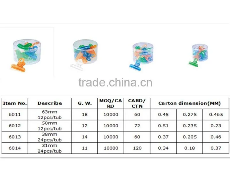 hot selling stationery plastic binder clips for promotion