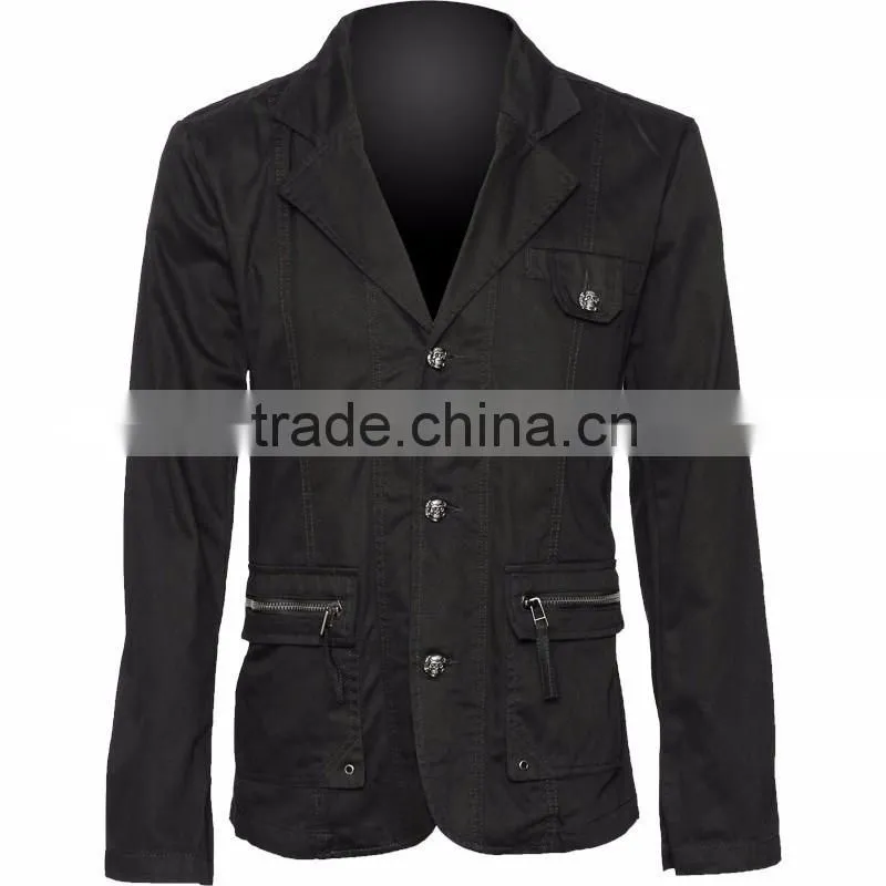 Jacket with skull buttons and removable hood