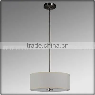 UL CUL Listed Drum Fabric Hanging Lamp In Brushed Nickel Finish C20069
