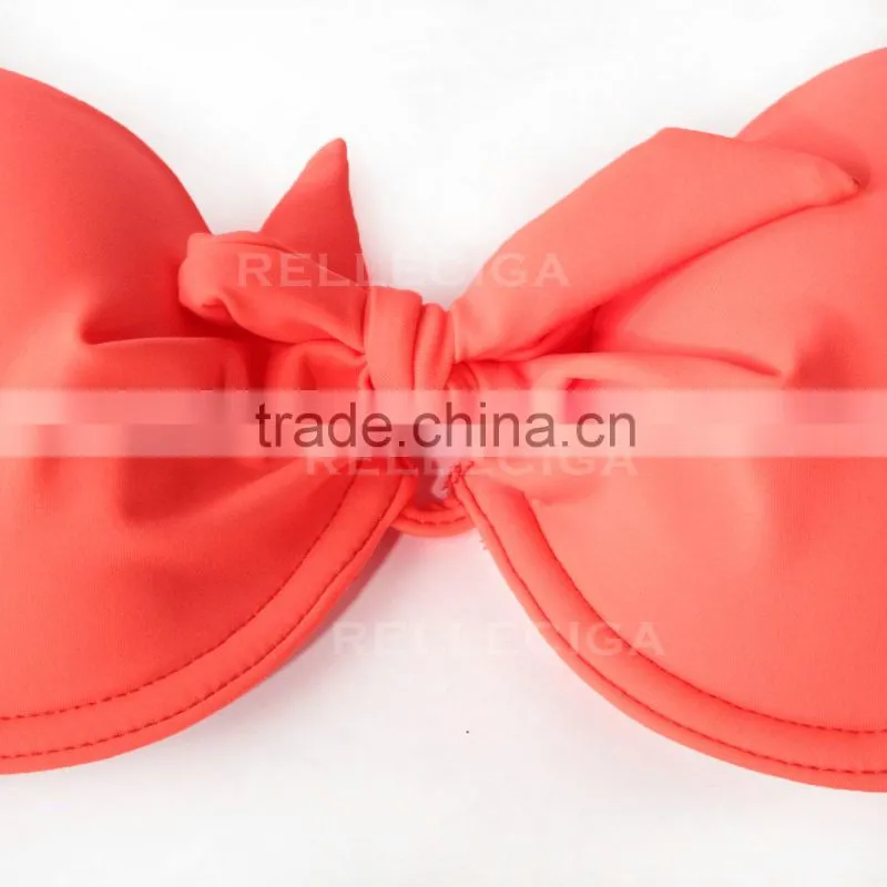 RELLECIGA Sexy Young Girl Bikini Swimsuit - Cheeky Full Lined Solid Fluorescent Rose Halter Top Bikini Set