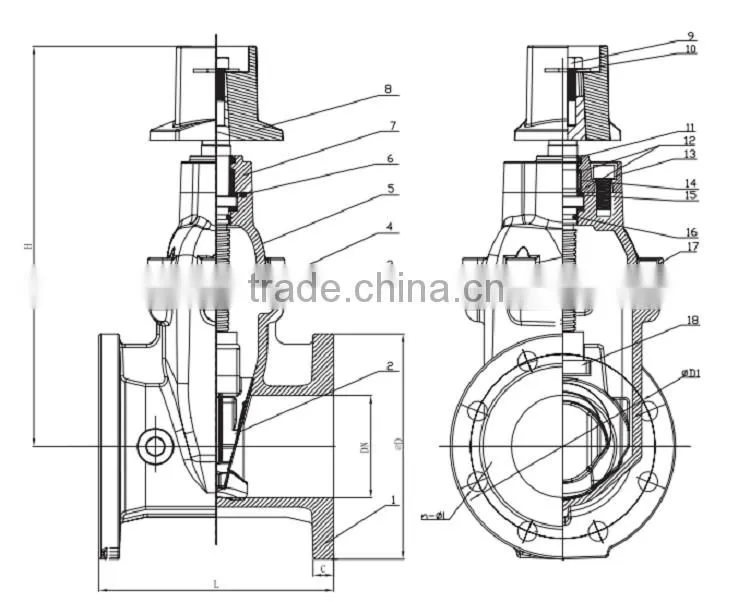 200psi 300psi UL FM fire fighting NRS gate valve with protection flange