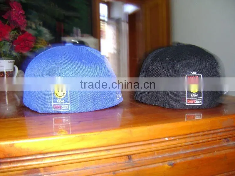 100% acrylic 3D embroidery flat peak cap with elastic sweatband