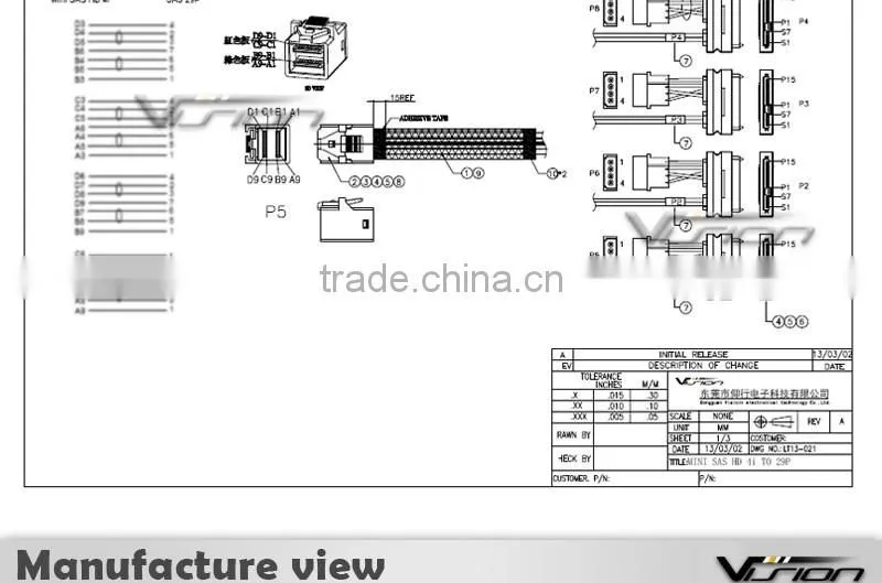 1 Meter Internal Mini SAS HD SFF-8643 to 4 x 29-Pin SAS SFF-8482 Cable