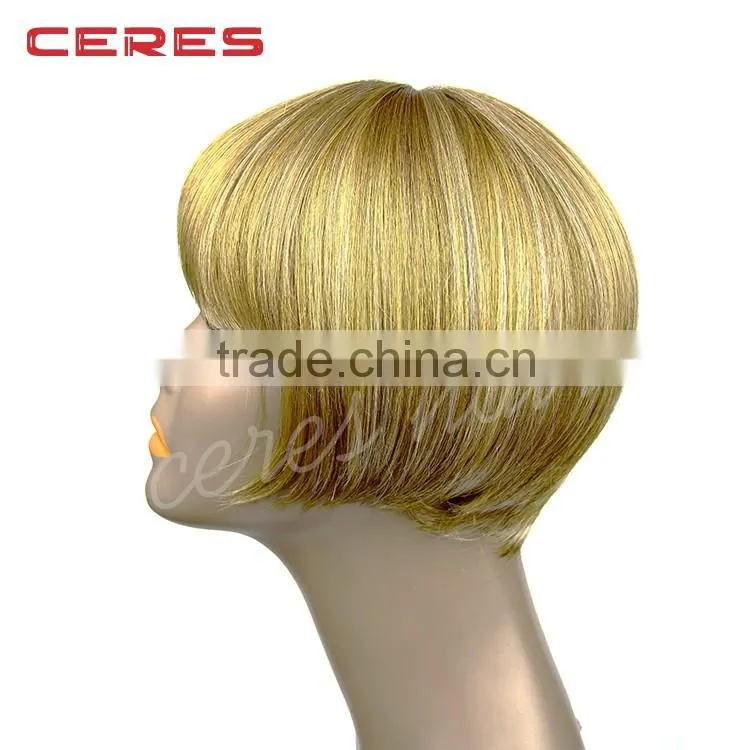 High Temperature Synthetic Bob wig Blond color top quality fashion style full lace wig