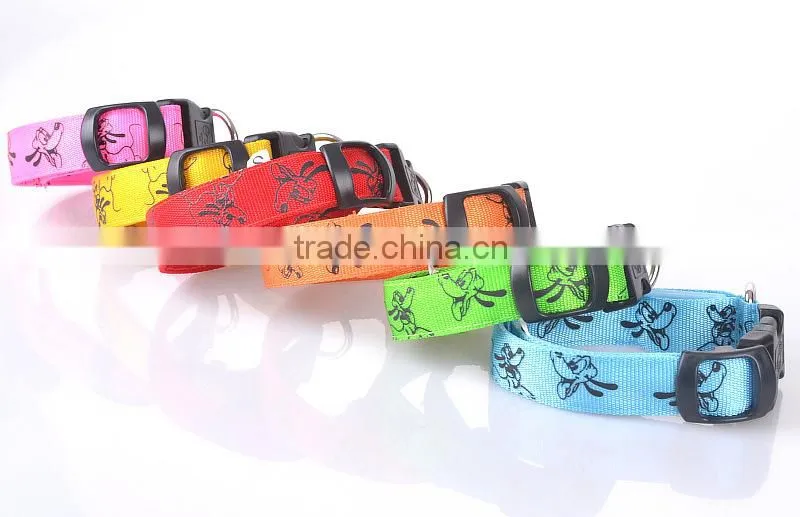 Blue Light Pet Shop Supplies Pug Pattern Pluto 2.5 CM Dual Side Light Collar For Dog
