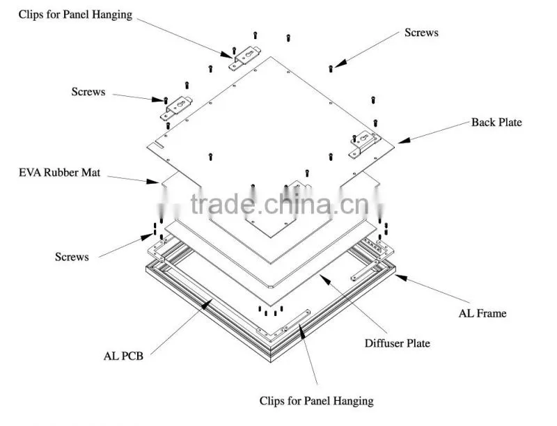 safely installed hanging super bright led sky ceiling panel square shaped commercial led panel light for factory
