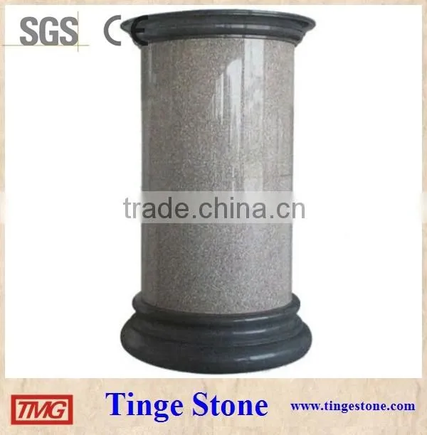 G682 beige granite pillar carved cap grooved design outdoor