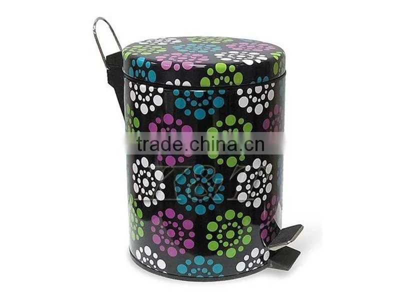 12L flower pattern stainless steel garbage can