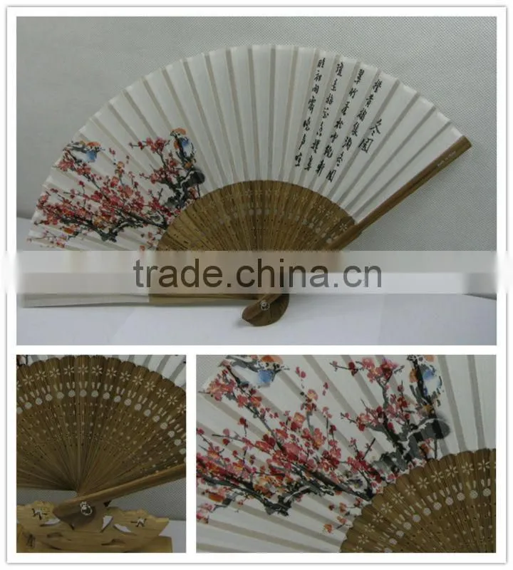 Chinese element foldable hand bamboo silk fan