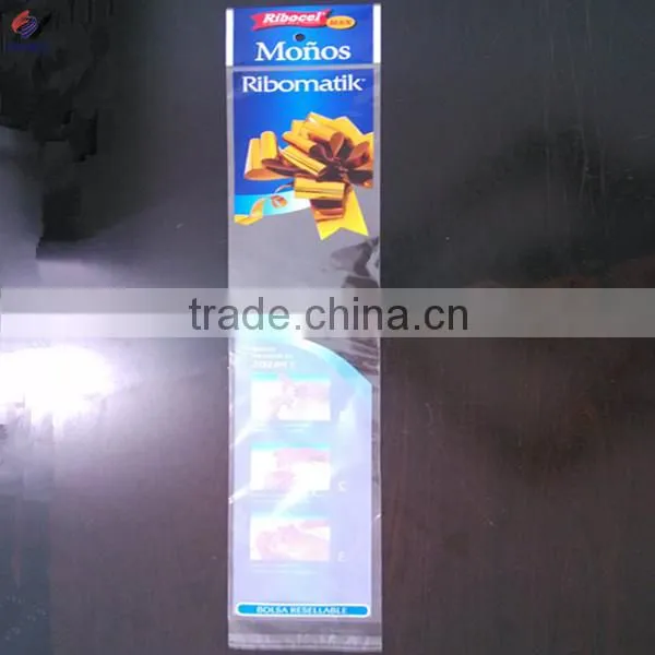 Self adhesive sealed printed plastic bopp bag with header card for paper garland packaging