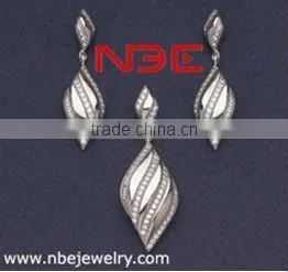 Italy design silver jewelry set, micro pave setting, AAA grade cz, high quality rhodium plated,silver ring, earings, and pendant