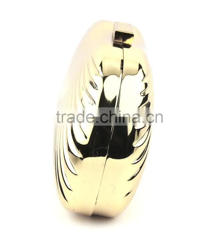 Women's fashion bag unique design gold metal clutch