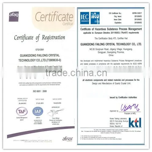 kinds of quartz crystal resonators and oscillators SMD frequency control and selection components