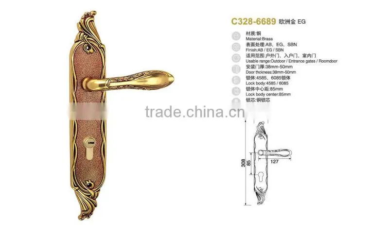 luxury Tri-circle brand Brass European interior room door lock;High-end european-style door lock series