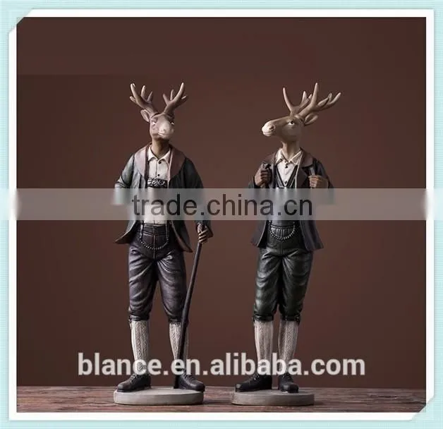 resin gentleman deer figrine gentleman deer sculpture