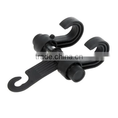 2 in 1 Hook Car Seat Headrest Hanger Holder Bags Organizer Black