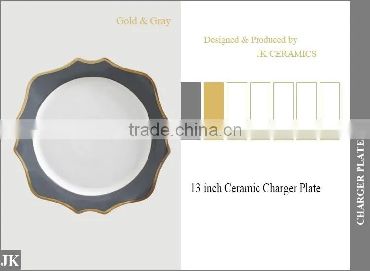 Elegant rimmed gold ceramic charger plate for wedding