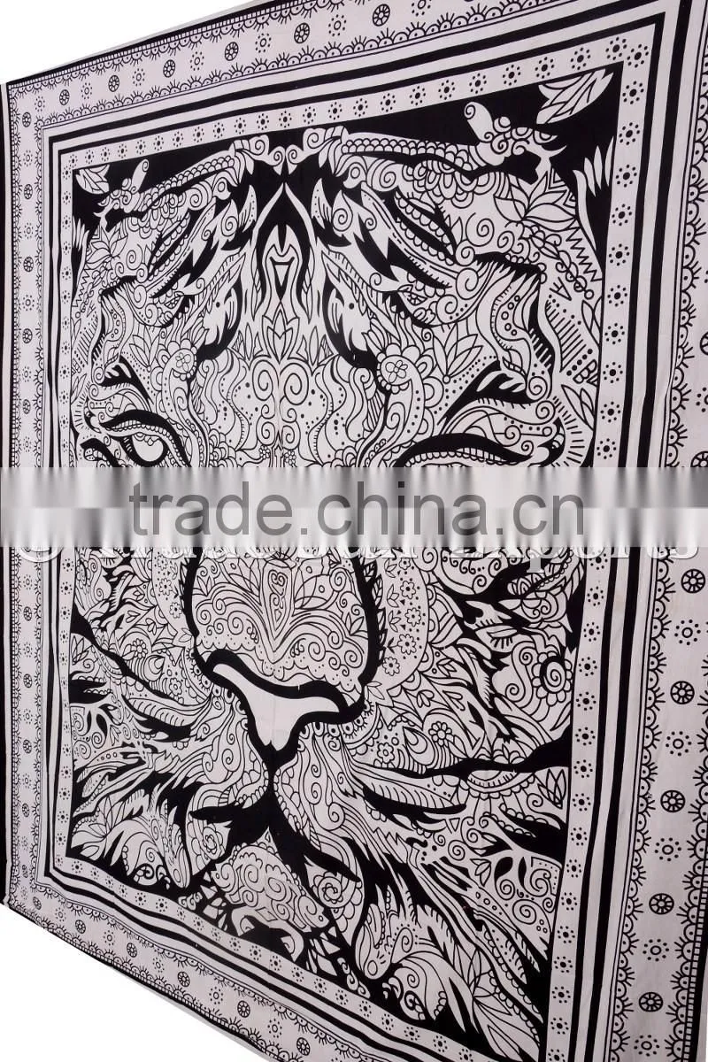 Indian Tiger Queen Bohmiean Bedding Hippie Psychedelic Home Decor Cotton Bedspread