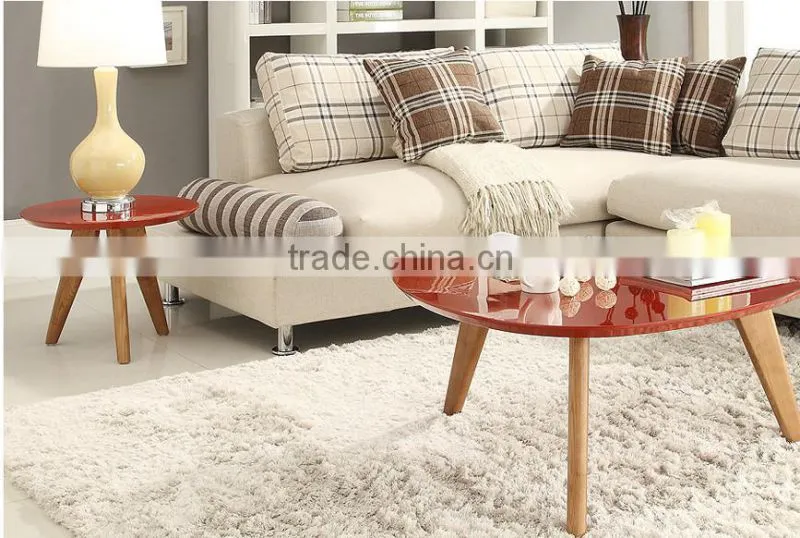 Small semi circle wood side table with metal legs