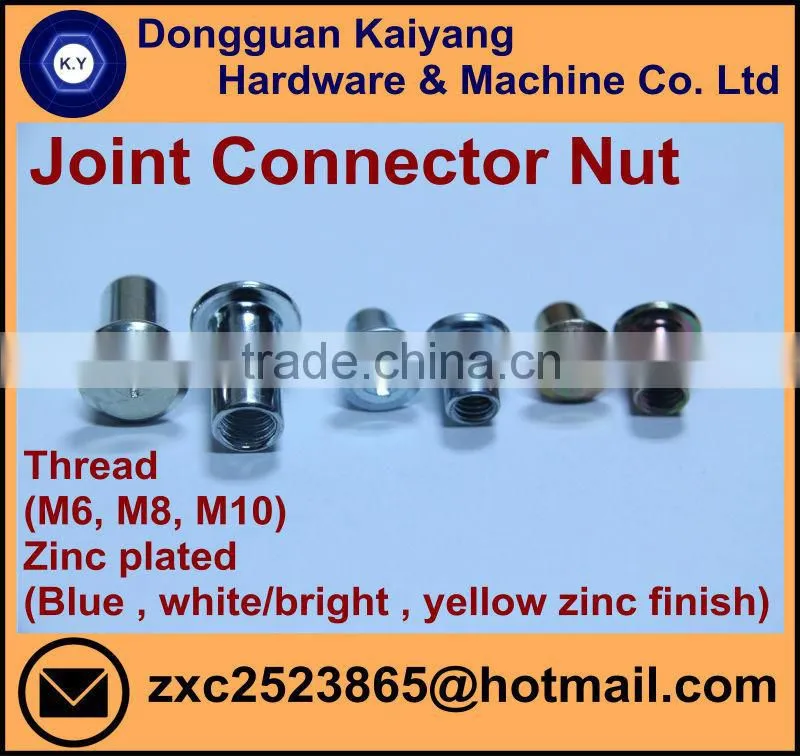 Male Nut/ Dowel Pin (for Furniture) with Bright(White)/Blue/Yellow Zinc Plated; M5, M6, M7