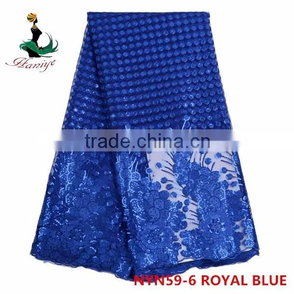 Haniye 2016 african embroidery tulle lace fabric high quality 5 yards for net dress/NYN59