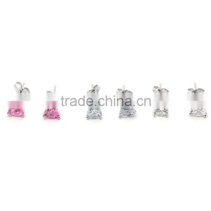 Wholesale vogue 925 silver CZ stud earrings ear piercing studs