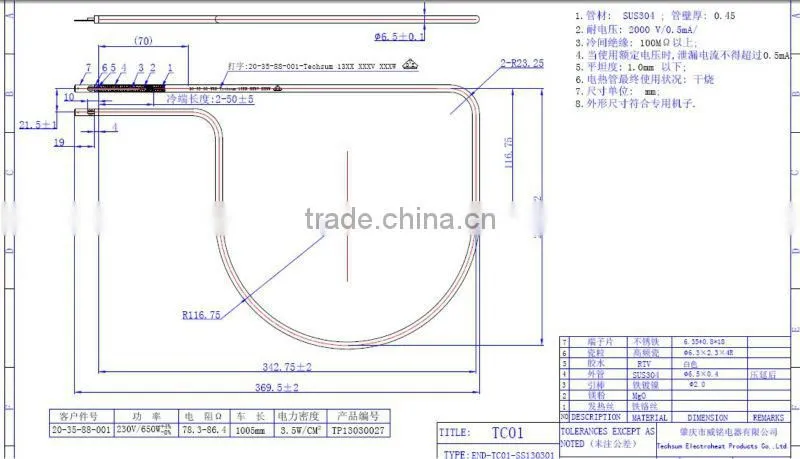 hot selling oven resistance heating element