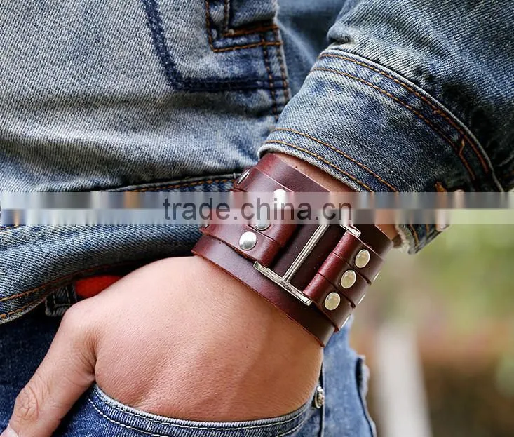 2015 wide vintage leather bracelets cheap leather bracelets