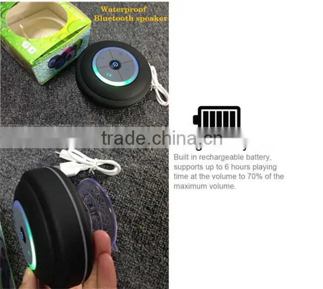 3.0 Waterproof Outdoor Bluetooth shower speaker, 6hrs of playtime mini speaker with led light