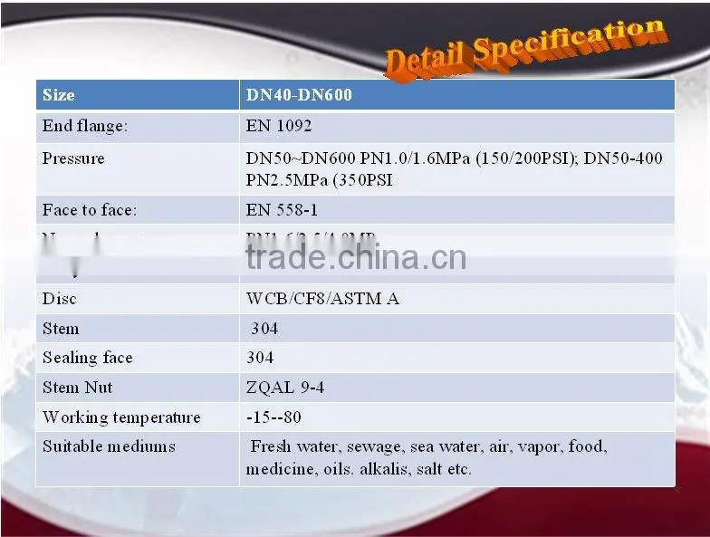DN50~600 resilient seated outside stem gate valve
