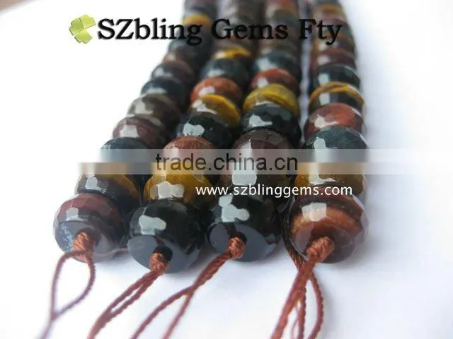 Fashion gemstone jewelry men's necklace tiger eye faceted round beads 6*10mm