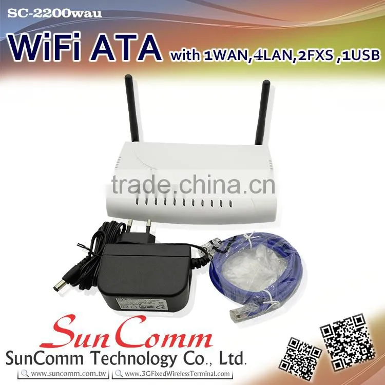 SC-2200wau Smart voip Wifi ATA with 1 WAN , 4LAN , 2FXS, 1USB,Gigabit, 802.11b/g/n