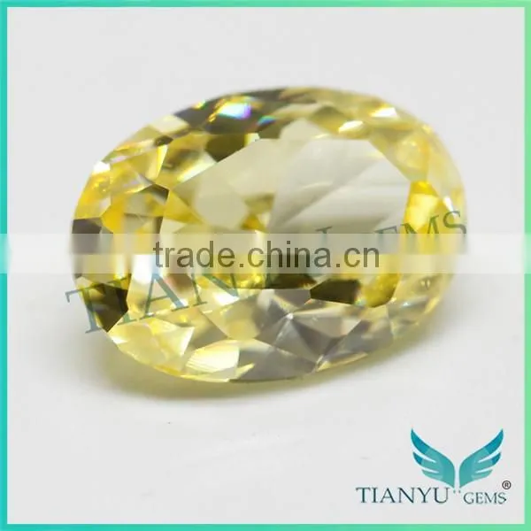 Free Sample Gemstone Wholesale Oval Cut Raw Cubic Zirconia,Synthetic Light Lellow Stone