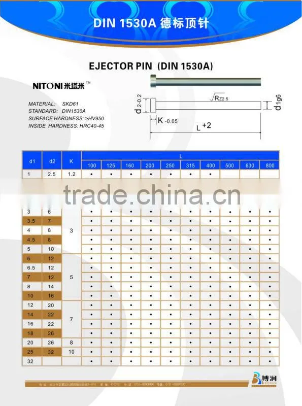SKD61/SKH51/SKD11 ejector pin
