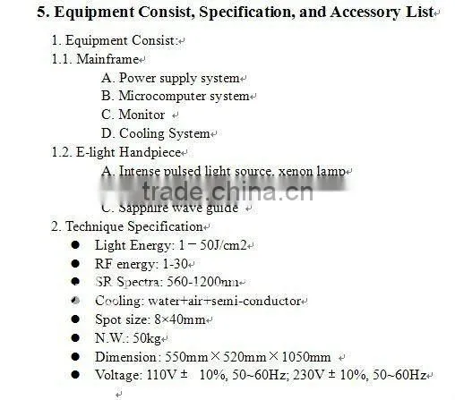 E-light ipl+rf hair removal and skin rejuvenation system