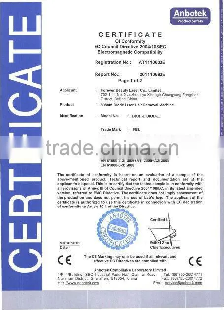 Permanent Diod Hair Removal / Germany Diodo Laser Per Epilazione