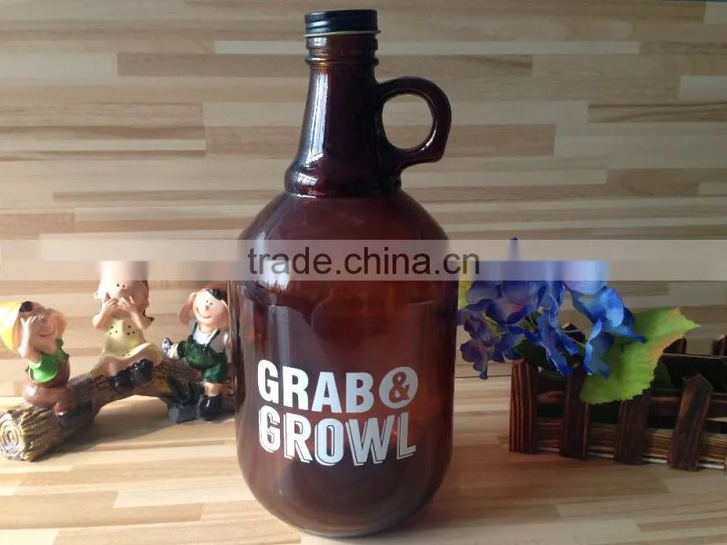brown large glass bottle
