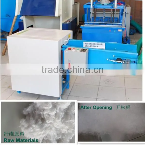 Fiber opening and carding machine with pillow stuffing filling machine