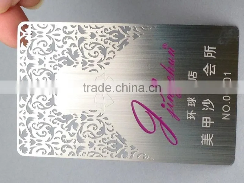 magnetic stripe card, stainless steel silver metal business card with cut out design