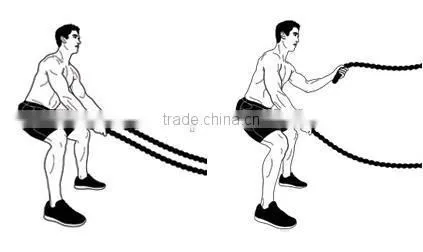 1.5'' * 30' Black Polyester Battle Rope Power Training Ropes For Fitness Physical Training