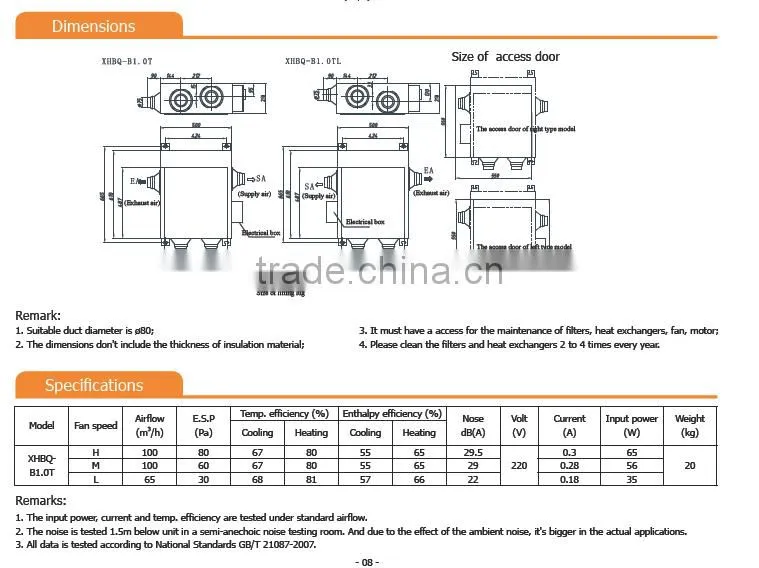 Horizontal artificial ventilator new fresh air ventilation system for home use