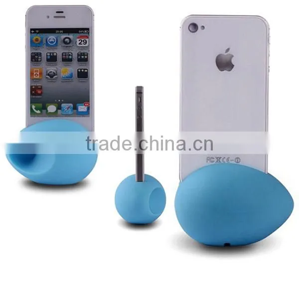 Egg shape silicone loudspeaker / silicone phone holder